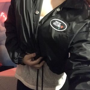 “Your welcome” cropped bomber jacket